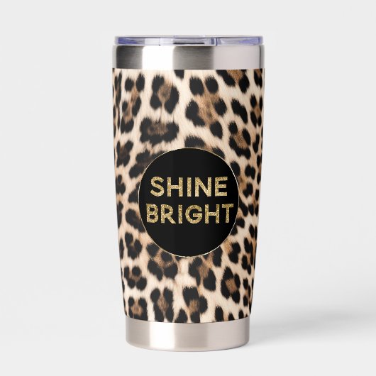 Leopard Print Gold Shine Bright Geïsoleerde Drinkbeker (Voorkant)