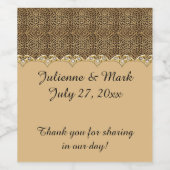 Leopard Print Gouden Diamanten Bling Bruiloften Wijn Etiket (Enkel label)