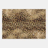 Leopard Print Gouden Glitzy Glitter Glitter Inpakpapier Vel (Voorkant)