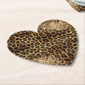 Leopard Print Gouden Glitzy Glitter Glitter Kartonnen Onderzetters (Gekanteld)