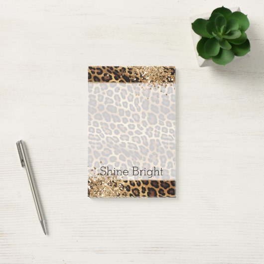 Leopard Print Gouden Glitzy Glitter Glitter Post-it® Notes (Kantoor)