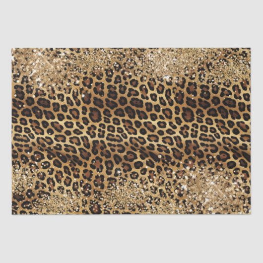 Leopard Print Gouden Glitzy Glitter Glitter Tissuepapier (Voorkant)
