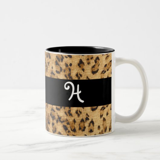 Leopard Print H monogram initiaal Coffee Mok Cup (Rechts)