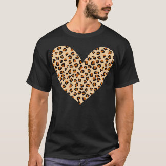 Leopard Print Heart  Cheetah Pattern Valentine's D T-shirt