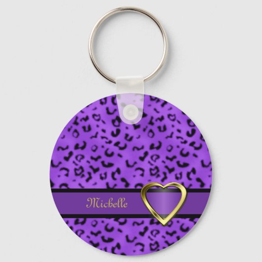 Leopard Print Heart Keychain (Voorkant)