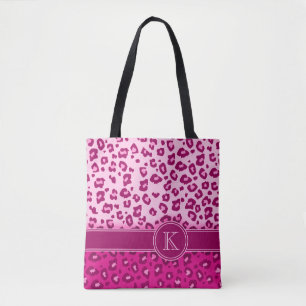Leopard print hete roze monogram dierlijk boekje draagtas