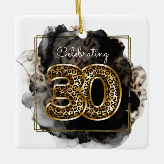 Leopard Print Hip Celebrating 30 Birthday Photo Keramisch Ornament (Voorkant)
