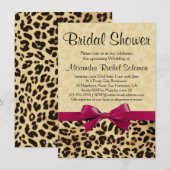 Leopard Print Hot Pink Bridal Shower Uitnodiging (Voorkant / Achterkant)