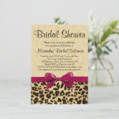 Leopard Print Hot Pink Bridal Shower Uitnodiging (Staand voorkant)