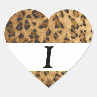 Leopard Print I monogram initiaal koopwaar Hart Sticker