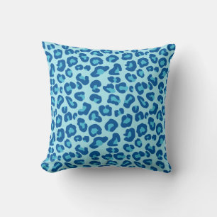Leopard Print in Light Chambray tot Dark Denim Blu Kussen