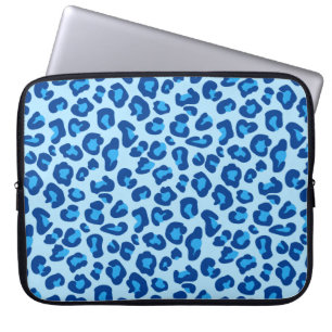 Leopard Print in Light Chambray tot Dark Denim Blu Laptop Sleeve