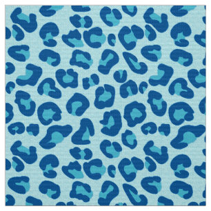 Leopard Print in Light Chambray tot Dark Denim Blu Stof