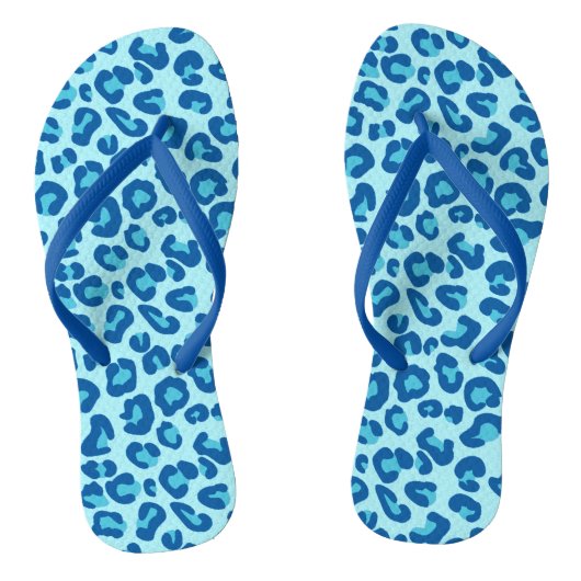 Leopard Print in Light Chambray tot Dark Denim Blu Teenslippers (Voetbed)