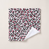 Leopard Print in roze wit en zwart met monogram Bad Handdoek (Wasdoekje)