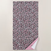 Leopard Print in roze wit en zwart met monogram Strandlaken (Voorkant)