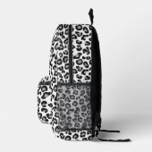 Leopard Print in zwart-wit met grijs Bedrukte Rugzak (Rechts)