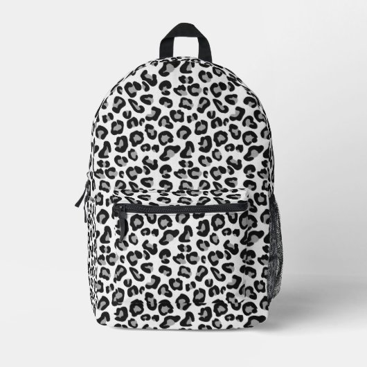 Leopard Print in zwart-wit met grijs Bedrukte Rugzak (Voorkant)