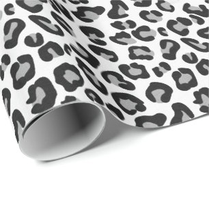 Leopard Print in zwart-wit met grijs / grijs Cadeaupapier