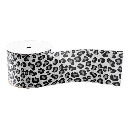 Leopard Print in zwart-wit met grijs / grijs Grosgrain Lint (Spoel)
