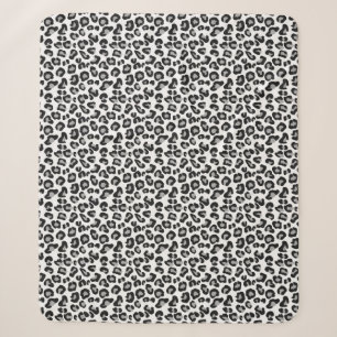 Leopard Print in zwart-wit met grijs / grijs Sherpa Deken