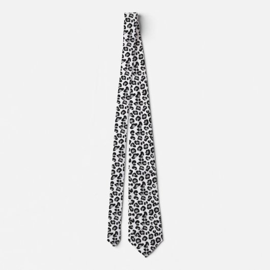 Leopard Print in zwart-wit met grijs / grijs Stropdas (Achterkant)