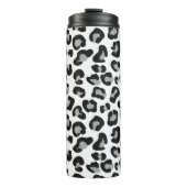 Leopard Print in zwart-wit met grijs Thermosbeker (Voorkant)