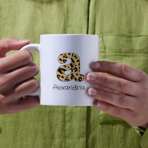 Leopard Print Initiaal een kleine kast en naam Koffiemok
