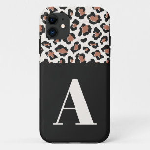 Leopard print initiaal typografie modern terracott iPhone 11 hoesje