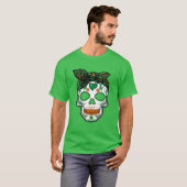 Leopard Print Irish Sugar Skull S Women St Patrick T-shirt (Voorkant volledig)