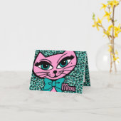Leopard Print Kat Notitiekaarten (Gele Bloem)