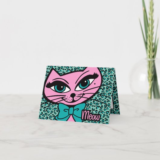 Leopard Print Kat Notitiekaarten (Voorkant)