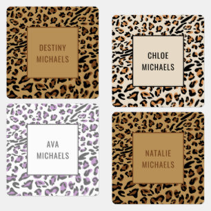 Leopard Print Kleur Gecodeerd Ijzer op naam Labels