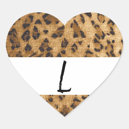 Leopard Print L monogram initialen Hart Sticker (Voorkant)