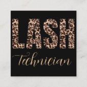 Leopard Print Lash Tech Bold Minimalistisch Ontwer Vierkante Visitekaartje (Voorkant)