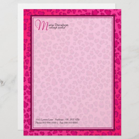 Leopard Print Letterhead Persoonlijk Briefhoofd (Voorkant / Achterkant)