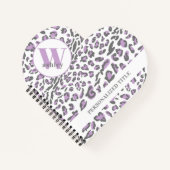 Leopard Print Lila grijs monogrammed Heart Shaped Notitieboek (Voorkant)