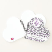 Leopard Print Lila grijs monogrammed Heart Shaped Notitieboek (Binnen)