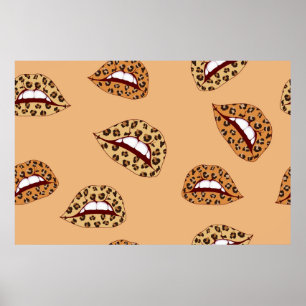 Leopard print lippen naadloos patroon, cheetah lip