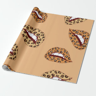 Leopard print lippen naadloos patroon, cheetah lip cadeaupapier