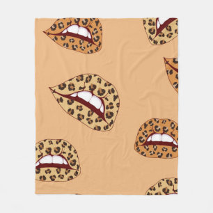 Leopard print lippen naadloos patroon, cheetah lip fleece deken