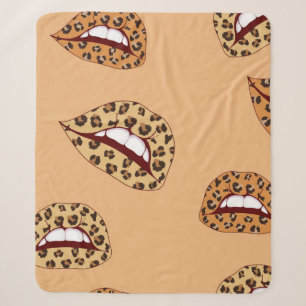 Leopard print lippen naadloos patroon, cheetah lip sherpa deken