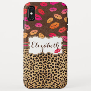 Leopard Print Lips Kisses Personalized iPhone XS Max Hoesje