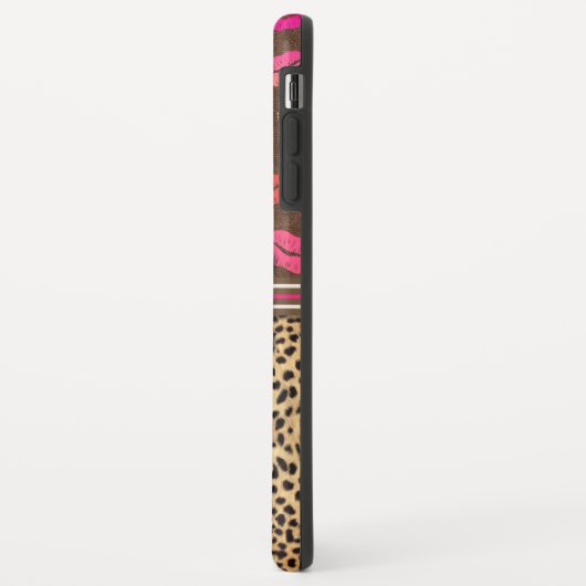 Leopard Print Lips Kisses Personalized Case-Mate iPhone Case (Achterkant/links)