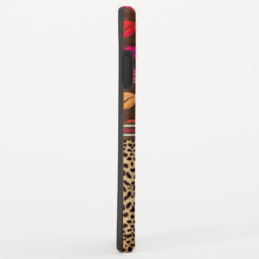 Leopard Print Lips Kisses Personalized Case-Mate iPhone Case (Achterkant/rechts)