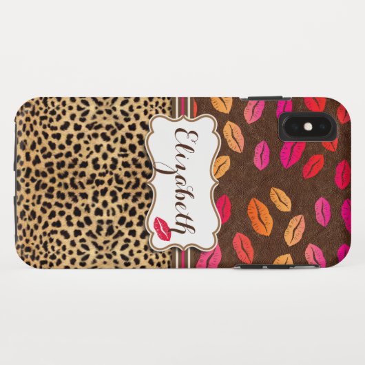 Leopard Print Lips Kisses Personalized Case-Mate iPhone Case (Achterkant (horizontaal))