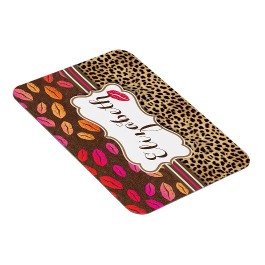 Leopard Print Lips Kisses Personalized Magneet (Rechterzijde)