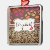 Leopard Print Lips Kisses Personalized Metalen Ornament (Links)