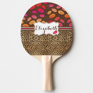 Leopard Print Lips Kisses Personalized Tafeltennisbatje