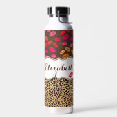 Leopard Print Lips Kisses Personalized Waterfles (Links)